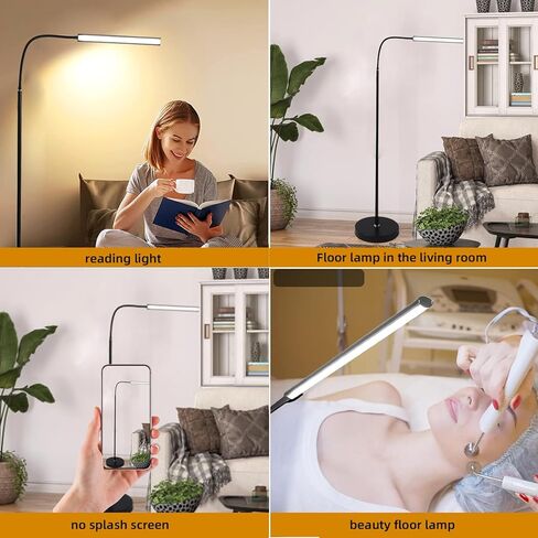 LED Floor Lamp, Bright 15W Floor Lamps,Gooseneck Adjustable Standing Eyelash Light for Facial Spa Tattoo Supplies Makeup Ring Light Desk Lamp Makeup Floor Lamp 6000K (6000K) in Saudi Arabia
