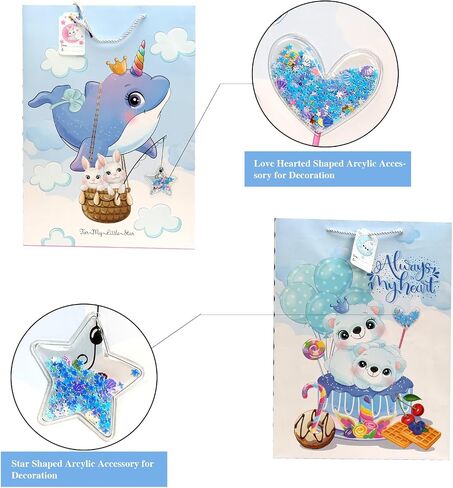 suosicn 7 Pack Gift Bags Assorted Sizes and Designs, Paper Gift Bags Bulk with Tissue Paper 8 Patterns in 3 Different Sizes for Birthday, Baby Showers in Saudi Arabia