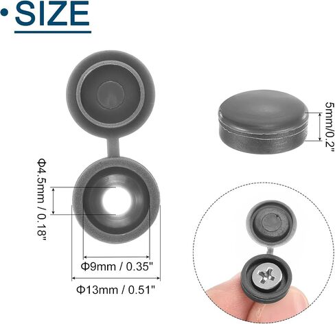 uxcell 50Pcs Screw Caps, 5.3mm/0.21" ID Screw Snap Covers Washer Flip, PVC Hinged Screw Cover Caps for Covering Screw Heads(Dark Grey) in Saudi Arabia