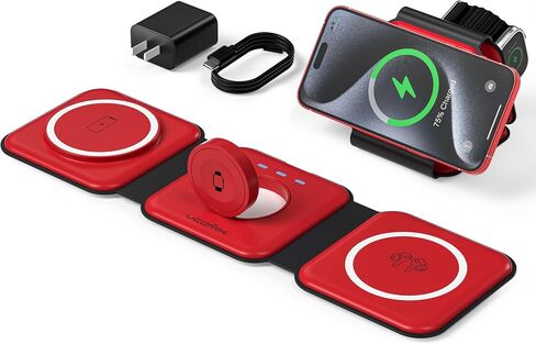 UCOMX 3 in 1 Charging Station for Mult-ple Devices,Foldable 3 in 1 Wireless Charger for Travel,Nano Wireless Charging Station for iPhone 15 14 13 12 Pro Max/Watch 9 8 7 6 5 4 3 Ultral/AirPod Pro in Saudi Arabia