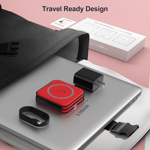 UCOMX 3 in 1 Charging Station for Mult-ple Devices,Foldable 3 in 1 Wireless Charger for Travel,Nano Wireless Charging Station for iPhone 15 14 13 12 Pro Max/Watch 9 8 7 6 5 4 3 Ultral/AirPod Pro in Saudi Arabia