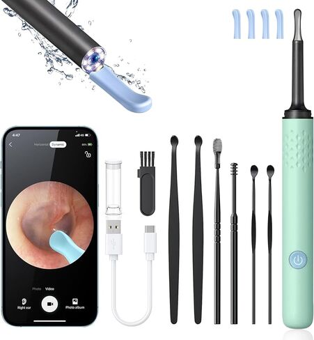 Ear Wax Removal, Ear Cleaner with 6 Ear Spoons, Ear Wax Removal Tool with 7 Pcs Set, Ear Camera with 1080P HD, Ear Wax Removal Kit for iPhone, iPad, Android Phones (Black) in Kuwait