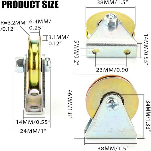 Wire Rope Pulley Block Bearings Bearing Wheel Bearing Wire Rope Guide Wheel for Lifting with Triangular Bracket L Bracket, 1.5",300LB (U) in Saudi Arabia