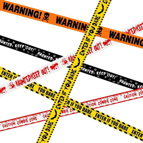 6Pcs Halloween Fright Tape 180ft/54.9m Halloween Caution Tape Warning Tape Enter If You Dare Tape Haunted Keep Out Tape Outdoor Halloween Party Decorations for Room Door Haunted Houses No Stickiness in Saudi Arabia