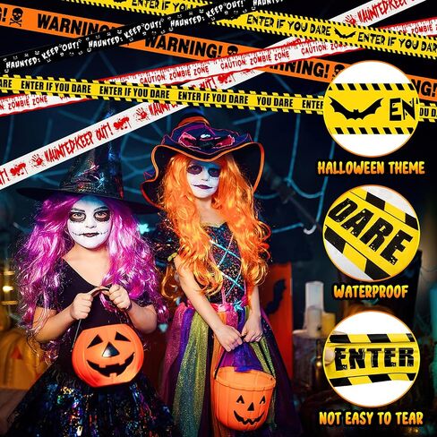 6Pcs Halloween Fright Tape 180ft/54.9m Halloween Caution Tape Warning Tape Enter If You Dare Tape Haunted Keep Out Tape Outdoor Halloween Party Decorations for Room Door Haunted Houses No Stickiness in Saudi Arabia