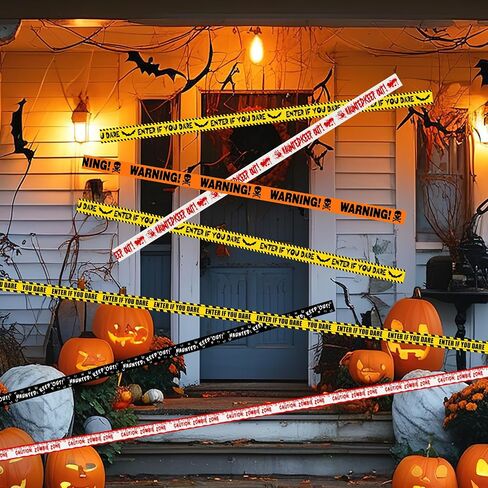 6Pcs Halloween Fright Tape 180ft/54.9m Halloween Caution Tape Warning Tape Enter If You Dare Tape Haunted Keep Out Tape Outdoor Halloween Party Decorations for Room Door Haunted Houses No Stickiness in Saudi Arabia