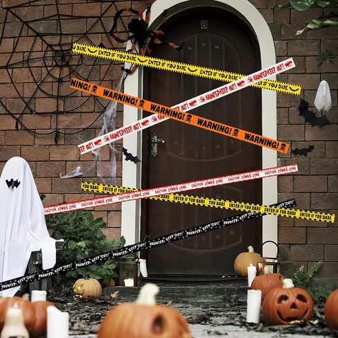 6Pcs Halloween Fright Tape 180ft/54.9m Halloween Caution Tape Warning Tape Enter If You Dare Tape Haunted Keep Out Tape Outdoor Halloween Party Decorations for Room Door Haunted Houses No Stickiness in Saudi Arabia