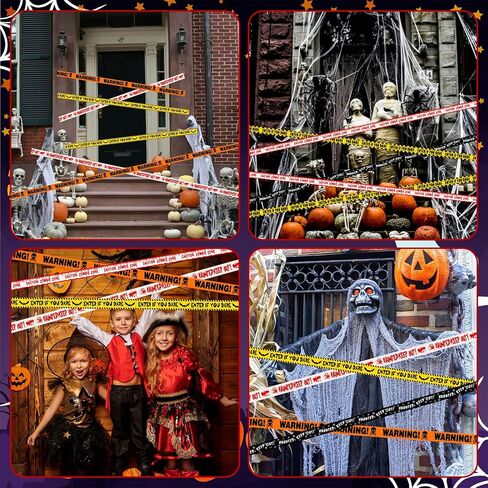 6Pcs Halloween Fright Tape 180ft/54.9m Halloween Caution Tape Warning Tape Enter If You Dare Tape Haunted Keep Out Tape Outdoor Halloween Party Decorations for Room Door Haunted Houses No Stickiness in Saudi Arabia
