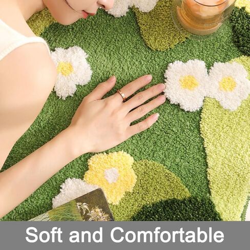 Moss Rug Floral Area Rugs, Large 24''x63'' Plant Flower Runner Rugs for Bedroom, 3D Cute Green Forest Grass Aesthetic Plush Carpet Decor, Living Room Kids Room Non Slip (Style-2) in Saudi Arabia