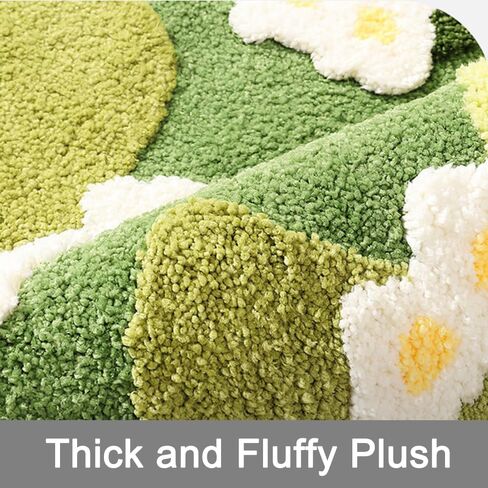 Moss Rug Floral Area Rugs, Large 24''x63'' Plant Flower Runner Rugs for Bedroom, 3D Cute Green Forest Grass Aesthetic Plush Carpet Decor, Living Room Kids Room Non Slip (Style-2) in Saudi Arabia