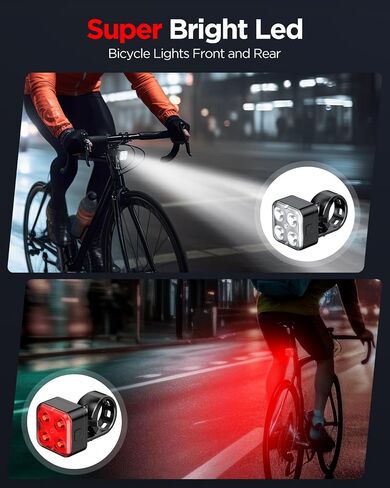 Akale Bike Lights Set, Rechargeable Bicycle Lights Front and Rear, 4 Light Mode Options, Bike Headlight, IPX4 Waterproof, Easy to Install for Men Women Road （ 2 Pack ） in Saudi Arabia