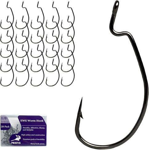 25 حزمة من خطافات دودة EWG، خطافات صيد منقار من الفولاذ عالي الكربون للمياه العذبة المالحة، مجموعة خطافات صيد كبيرة للدودة، خطافات صيد شائكة قوية لسمك السلور المرقط in Kuwait