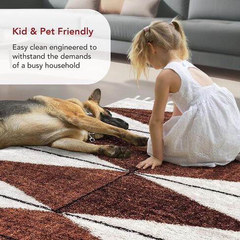 nuLOOM Kali Geometric 7x9 Shag Area Rug for Living Room Bedroom Dining Room Nursery Kitchen, Rust/Ivory in Saudi Arabia