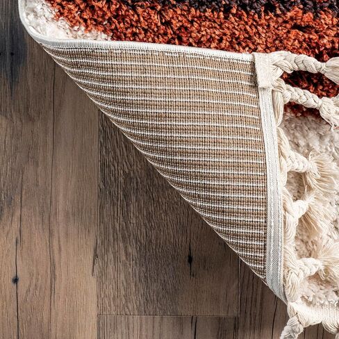 nuLOOM Kali Geometric 7x9 Shag Area Rug for Living Room Bedroom Dining Room Nursery Kitchen, Rust/Ivory in Saudi Arabia