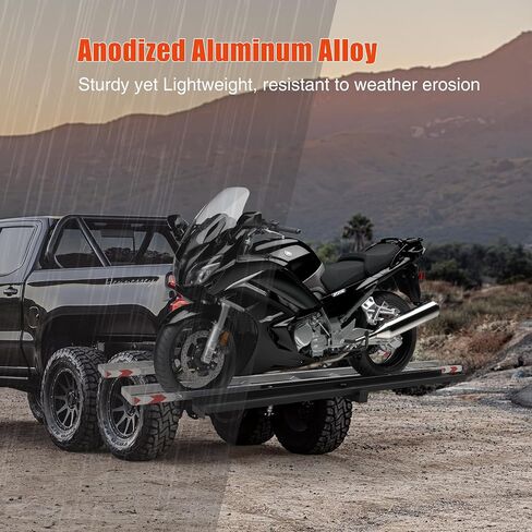 Double Motorcycle Carrier, 600 Lbs Aluminum Motorcycle Hitch Carrier with 59 Inch Long Detachable Load Ramp, Heavy Duty Hitch-Mounted Dirt Bike Rack with Tie-Down Strap for Car, Truck in Saudi Arabia