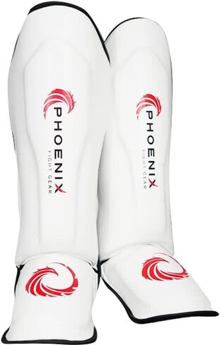 Flight Shin Guards with Extra Padding, with Instep Pads and Foot Protection, Adult, Muay Thai, Mixed Martial Arts Shin Guards for Men and Women, Leather Shin Guards for Kickboxing, Sparring, Taekwondo, & MMA Training in Kuwait