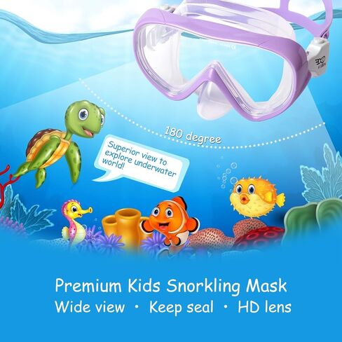 Kids Snorkel Set, Child Diving Mask Anti-Fog Swim Goggles and Dry Snorkel Children Snorkeling Gear for Youth Boys Girls Age 4-14 in Kuwait