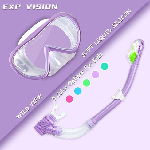 Kids Snorkel Set, Child Diving Mask Anti-Fog Swim Goggles and Dry Snorkel Children Snorkeling Gear for Youth Boys Girls Age 4-14 in Kuwait