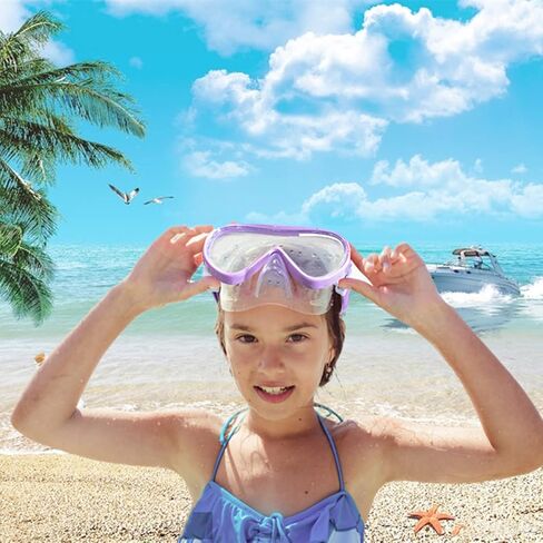 Kids Snorkel Set, Child Diving Mask Anti-Fog Swim Goggles and Dry Snorkel Children Snorkeling Gear for Youth Boys Girls Age 4-14 in Kuwait