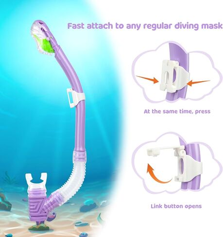 Kids Snorkel Set, Child Diving Mask Anti-Fog Swim Goggles and Dry Snorkel Children Snorkeling Gear for Youth Boys Girls Age 4-14 in Kuwait