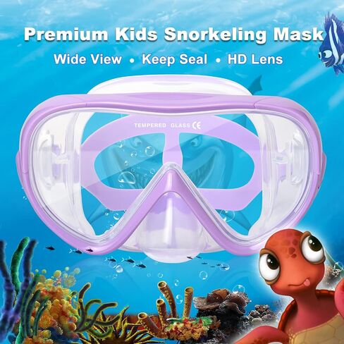 Kids Snorkel Set, Child Diving Mask Anti-Fog Swim Goggles and Dry Snorkel Children Snorkeling Gear for Youth Boys Girls Age 4-14 in Kuwait