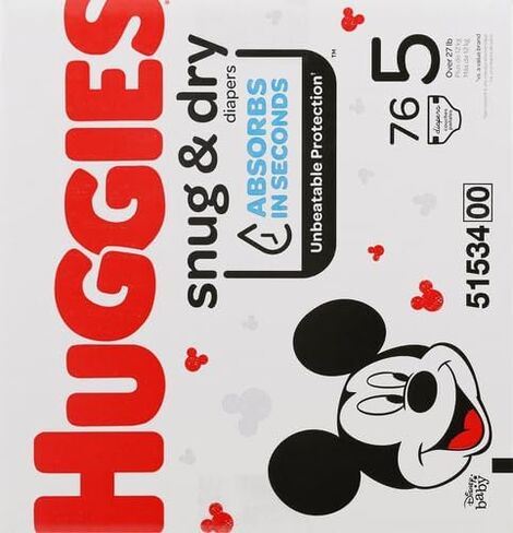 Huggies Size 8 Diapers, Snug & Dry Baby Diapers, Size 8 (46+ lbs), 38 Count in Saudi Arabia