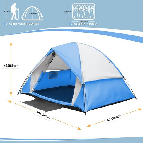 Tent for Camping,4 Person Dome Camping Tent with Removable Rainfly,Waterproof & Windproof Tent Double Layer Tents for Camping,Easy Setup Tent for Hiking Backpacking Picnic Backyard in Saudi Arabia