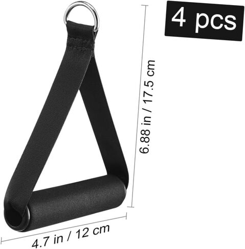Garneck 4pcs Resistance Band Handles Plastic D Ring Exercise Strap Foam Handle Band Fitness Equipment for Home Gym Overhead Strength Training Stretching Black in Saudi Arabia