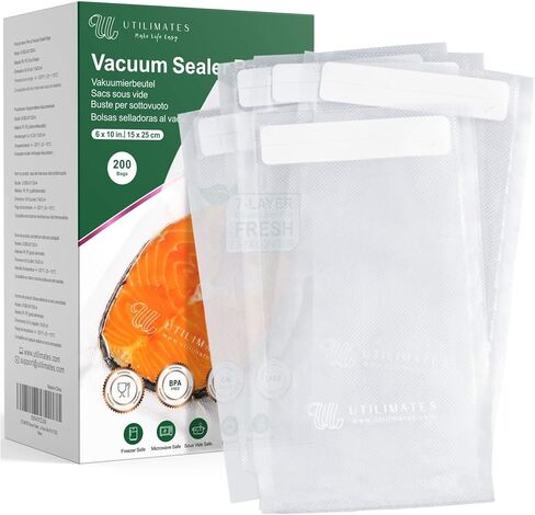 Pint Vacuum Sealer Bags for Food, 6x10 Inch with Label Area, 200 in Kuwait