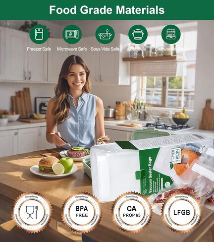 Pint Vacuum Sealer Bags for Food, 6x10 Inch with Label Area, 200 in Kuwait
