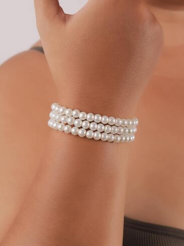 Sacina Boho 1920s Pearl Bracelet, Pearl Bracelets for Women, Vintage Bracelet, 1920s Accessories, Costume Jewelry, Christmas Jewelry Gift for Women in Saudi Arabia