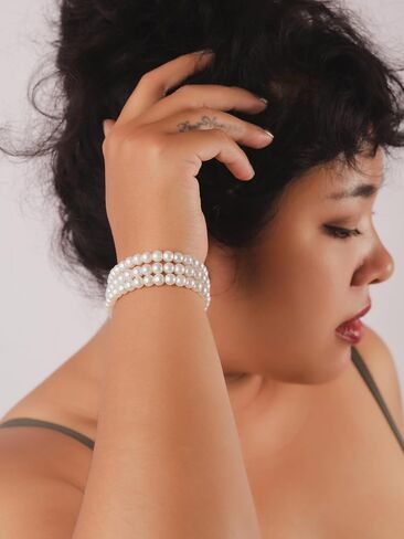 Sacina Boho 1920s Pearl Bracelet, Pearl Bracelets for Women, Vintage Bracelet, 1920s Accessories, Costume Jewelry, Christmas Jewelry Gift for Women in Saudi Arabia