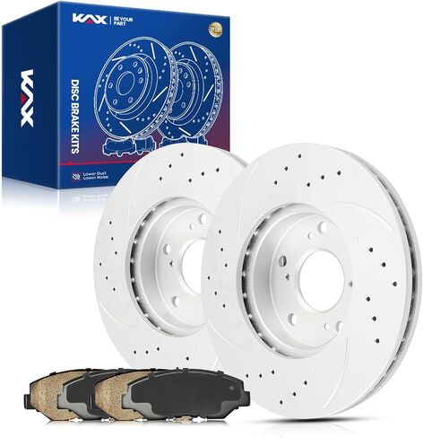 KAX Front Brake Kit, Drilled and Slotted Brake Rotors, Ceramic Brake Pads | Fits CTS 2008-2011 2013-2014, Automotive Replacement Brake Kit in Saudi Arabia