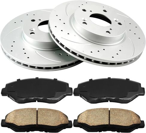 KAX Front Brake Kit, Drilled and Slotted Brake Rotors, Ceramic Brake Pads | Fits CTS 2008-2011 2013-2014, Automotive Replacement Brake Kit in Saudi Arabia