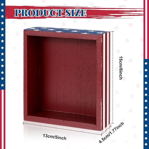 Patriotic Decor July 4th Decor Box Sign Independence Day Patriotic Labor Day Decor 5 x 6 Inch Wood American Flag Patriotic Decor Home of the Free Because of the Brave Farmhouse Rustic Wooden Block … in Saudi Arabia