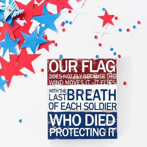 Patriotic Decor July 4th Decor Box Sign Independence Day Patriotic Labor Day Decor 5 x 6 Inch Wood American Flag Patriotic Decor Home of the Free Because of the Brave Farmhouse Rustic Wooden Block … in Saudi Arabia