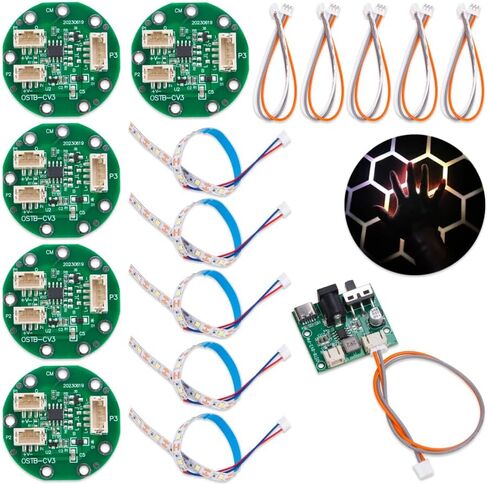 ZORZA 5Sets DIY Touch Sensor Module & PCB Sensing Circuit Chip Kit with LED Strip & Cable 5V DC for Crafting Touch Sensitive Smart Epoxy River Table Stouch Sensor Switch (White Light) in Saudi Arabia