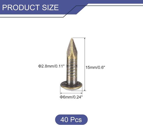 uxcell 40 Pcs Small Tiny Nails 2.8mmx15mm(DxL) Tiny Brass Nails Hardware Nails Small Nail for Wooden DIY Decorative Boxes Household Accessories, Bronze Tone in Saudi Arabia