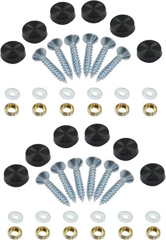 24 عبوة من أغطية لولبية من الفولاذ المقاوم للصدأ، مجموعة براغي مرآة بقطر 0.6 بوصة / 16 مم، غطاء لولبي تزييني أسود in Kuwait