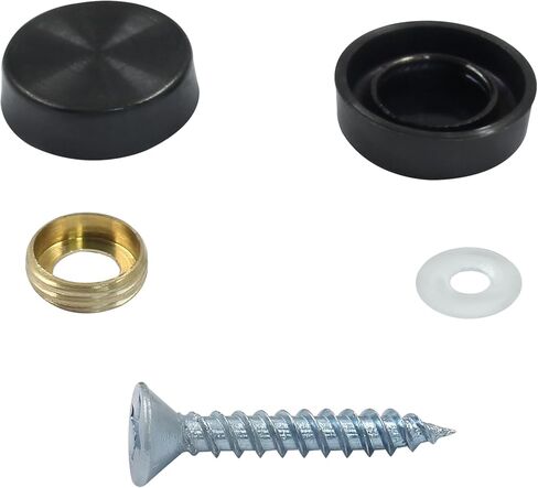 24 عبوة من أغطية لولبية من الفولاذ المقاوم للصدأ، مجموعة براغي مرآة بقطر 0.6 بوصة / 16 مم، غطاء لولبي تزييني أسود in Kuwait