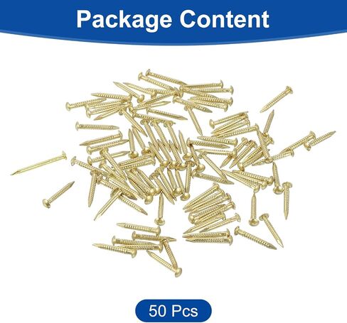 uxcell 50Pcs Small Hardware Nails, 1.2 x 8mm Brass Round Head Nail Common Finishing Nail for Household Woodworking Picture Hanging DIY Projects, Gold in Saudi Arabia