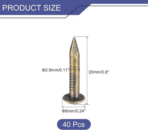 uxcell 40 Pcs Small Tiny Nails 2.8mmx15mm(DxL) Tiny Brass Nails Hardware Nails Small Nail for Wooden DIY Decorative Boxes Household Accessories, Bronze Tone in Saudi Arabia