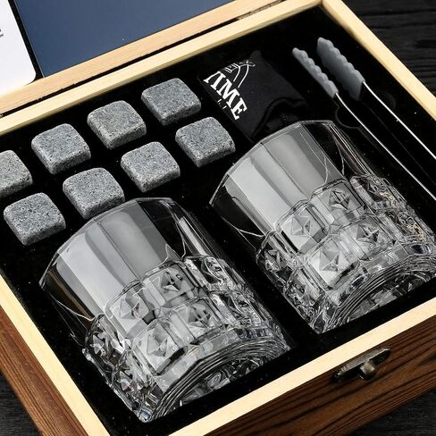 Sovyime Whiskey Stones Gifts for Men, Groomsmen Gifts, Granite Chilling Stones Bourbon Whiskey Glasses Set, Unique Birthday Gifts for Men Christmas Father's Day Valentine Retirement in Kuwait