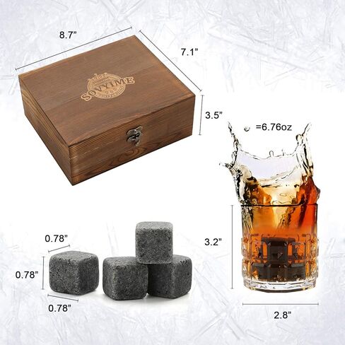Sovyime Whiskey Stones Gifts for Men, Groomsmen Gifts, Granite Chilling Stones Bourbon Whiskey Glasses Set, Unique Birthday Gifts for Men Christmas Father's Day Valentine Retirement in Kuwait