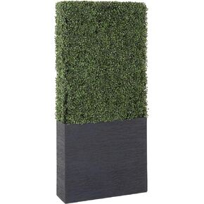 Deco 79 Contemporary Polyethylene Topiary Pe Boxwood Hedge 22" W, 59" H-50861, 22" x 59", Green/Grey