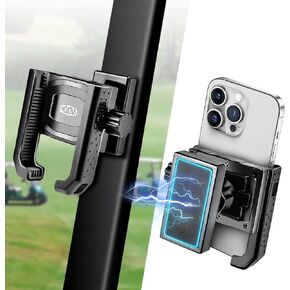NOKINS Golf Cart Magnetic Phone Holder for EZGO/Club Car/Yamaha, Universal Phone Mount for iPhone/Galaxy/Google Pixel, Upgrade Ultra Strength Magnet with 360° Rotation,One-Handed Pick&Place, Black