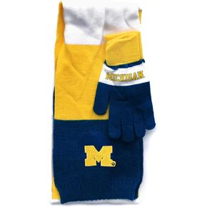 Littlearth Michigan Wolverines Tri-Color Scarf and Glove Gift Set