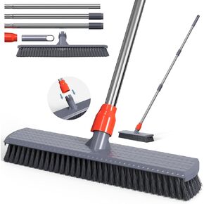 Push Broom, Tub Floor Tile Broom Brush, Lightweight Design for Cleaning Bathroom, Patio, Kitchen, Indoor Outdoor Cleaning Brush