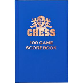 WE Games Chess Scorebook & Chess Notation Book - Blue Hardcover Chess Books with 100 Pages, Ideal Chess Score Sheets for Clubs, Tournaments, & Classrooms