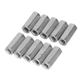 Long Hex Nut Long Rod Coupling Nut Standoff Threaded Fasteners Zinc Plated Carbon Steel Connecting Joint Nut 10pcs (M6*25)